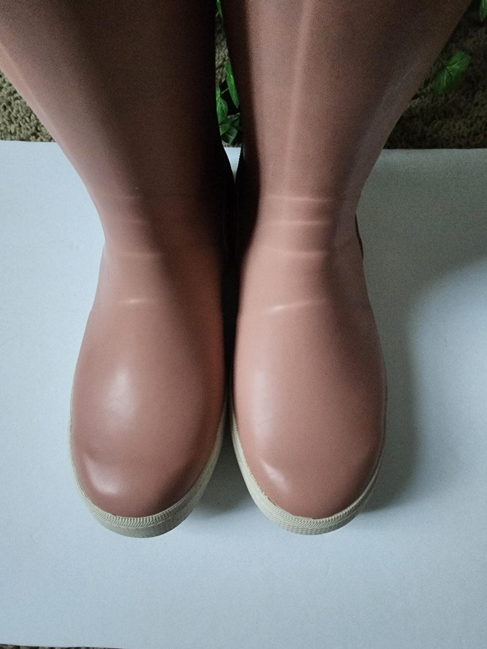 Women's Tall Blush Pink Waterproof Rain Boots with White Sole - Picture 6 of 15